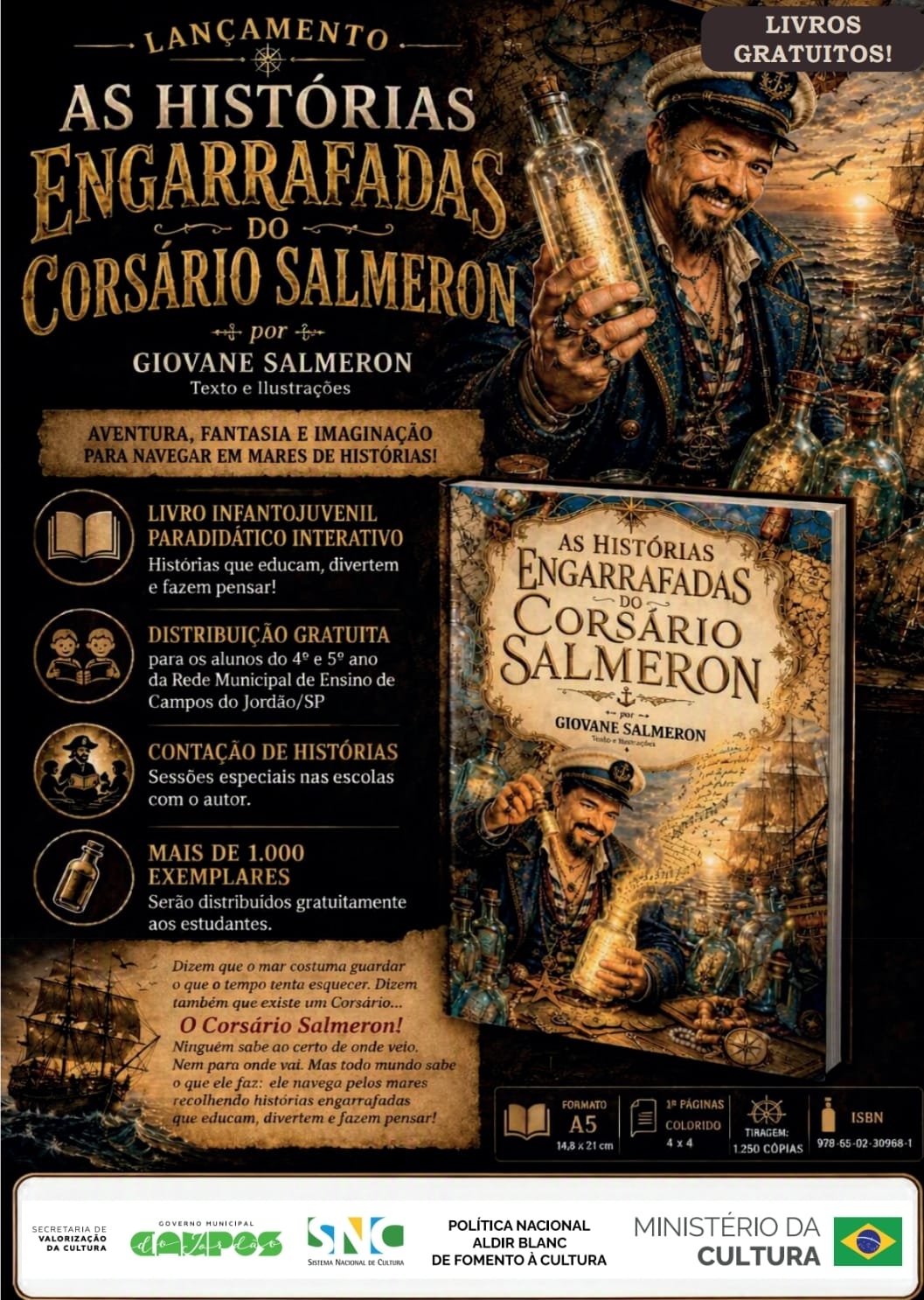 Leia mais sobre o artigo lançamento do livro infantojuvenil “As Histórias Engarrafadas do Corsário Salmeron”